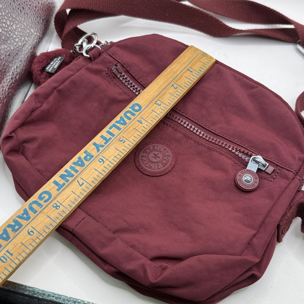 Kipling Keefe Gerty Crossbody Bag Purse Red Purple Maroon - Picture 3 of 15